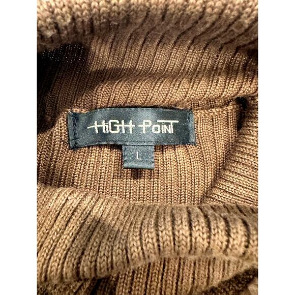 'High Point' Brown Knit and Suede Accent Panel Turtleneck Sweater Women's Large - Picture 3 of 11